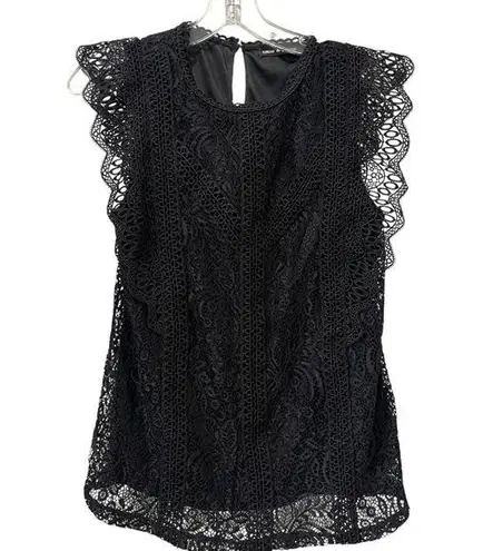 Cable & Gauge Black Lace Top High Neck Lined Sleeveless Size Medium Classy