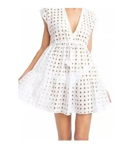 Robin Piccone Sarah Cotton Eyelet Cover Up Dress Tunic White Small