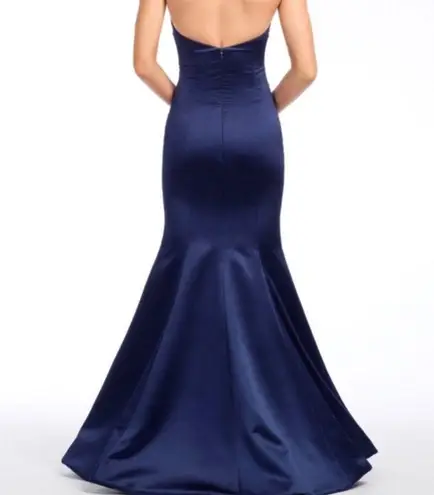 Hayley Paige Occasions Navy Blue Satin Dress