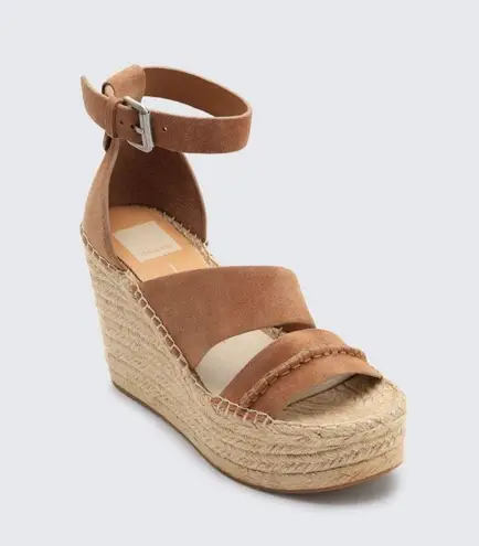 Dolce Vita Suede Leather Wedges 9.5 Saddle Brown Tan Platform