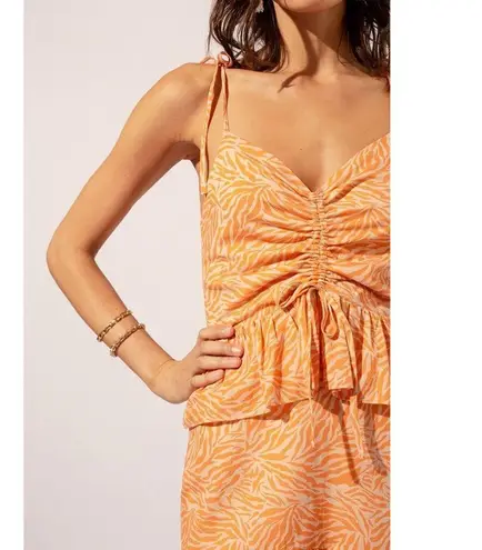 Suboo Sienna Printed Flounce Mini Dress Orange Womens Size XS