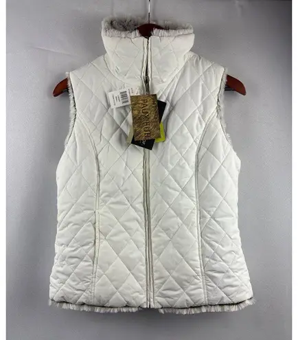 Reversible Faux Fur & Quilted Vest Size S Weatherproof Garment Co. Gray