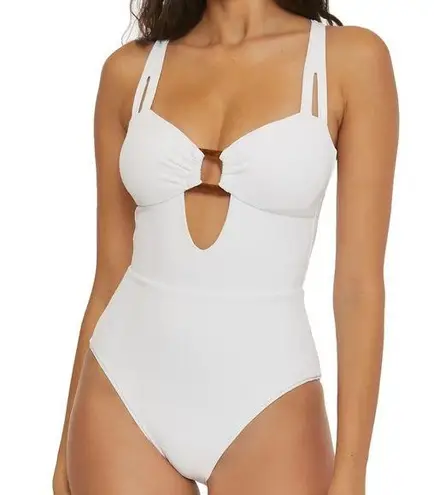 Becca . Modern Edge Cutout Ribbed One-Piece Swimsuit.