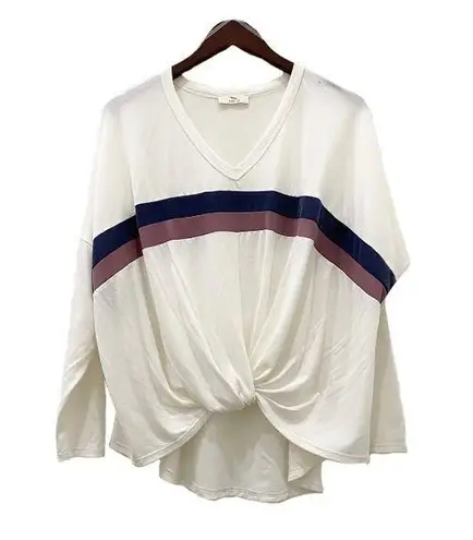 Hummingbird Ivory Stripe Front Twist Shirt S