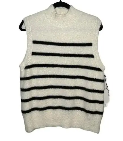 Bailey44 NWT Bailey 44 Soft Fuzzy Moc Turtleneck Sweater Vest Black and Cream Size Large