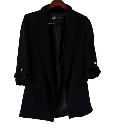 ZARA  Black Rolled Up Open Blazer Jacket