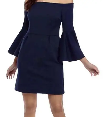 Trina Turk HP!  Miley Blue Off the Shoulder Bell Sleeve Dress (8)