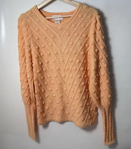 Ces Femme Sweater Dot Wool Mohair Textured Bobble Chevron Lattis Fall Chunky S Orange