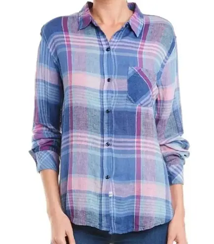 Rails NWT Charli Button Down Shirt Laguna Coast Azalea Plaid Long Sleeves