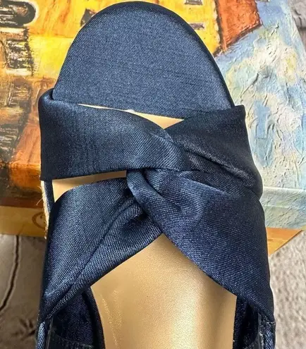 Bella Vita Women’s Kimora Wedge Espadrille Sandals Navy Thai Silk 10M NEW