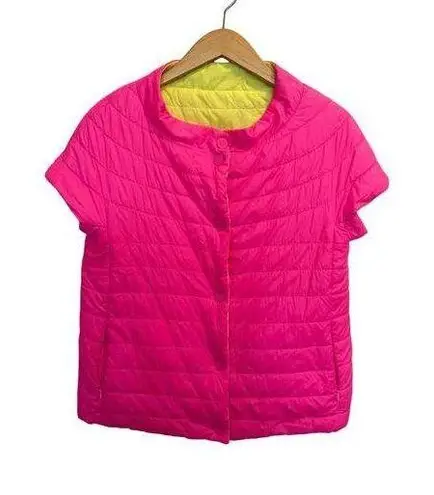Patty Kim Paris Reversible Puffer Vest Women’s Size XS Bright Neon Pink Yellow