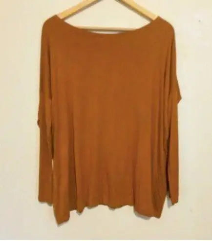 Piko 1988 Loose Fit Long Sleeve Top-Medium-Bamboo Blend-Boat Neck-Mustard-Soft