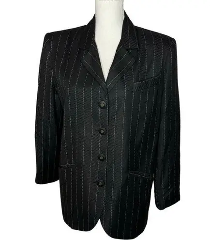 Sue Wong Vintage Pinstripe Blazer Black Oversized Boxy Small