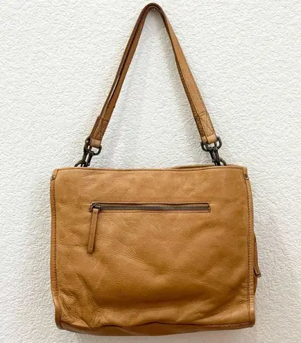 American Leather Co. Lenox Triple Entry Cafe Latte Satchel Double Strap Shoulder Tan