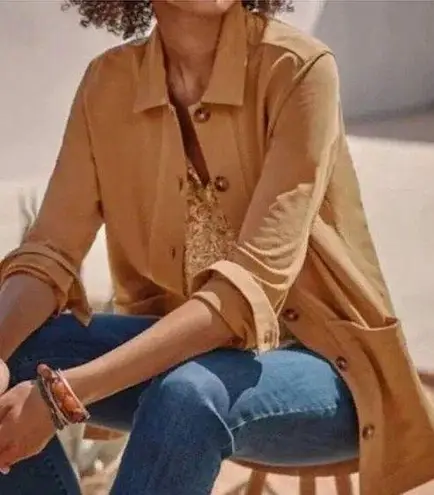 J. Jill Knit Modern Barn Shacket Shirt Jacket Light Tigers Eye Camel 2X Tan