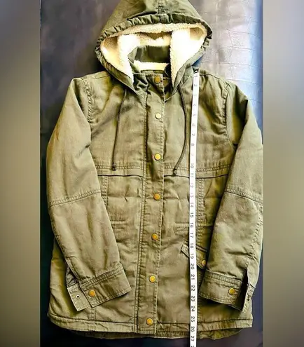 Hooded Faux Shearling Jacket Green