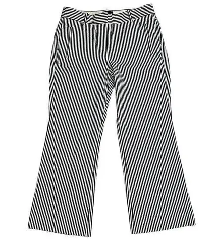 J.Crew  Teddie Kick Flare Crop Pants Navy/White Pinstripe Size 2 Size Zip F1171