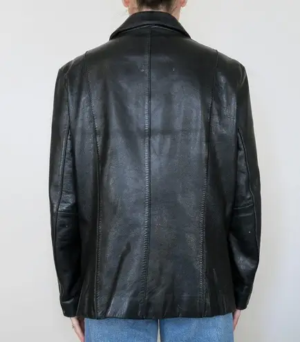 Vintage 90s Fourteen Zero Black Leather Jacket Size L