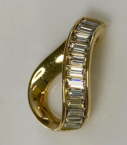 Swavorski Vintage Swarovski Baguette Gold Twist Pendant & Earring Set – Swan Signed