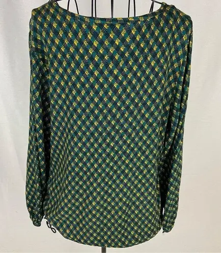 Christopher & Banks  Green and Gold Boho Top with Tassels Women’s Size Medium