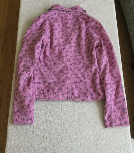 Coffee Shop Y2K Floral Corduroy Pink Blazer Jacket - Sz Medium