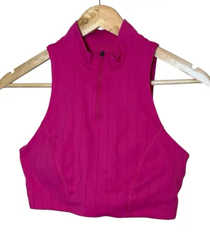 JoyLab Women's High Neck Zip Up Sports Bra Hot Pink Medium Barbie Gym Workout