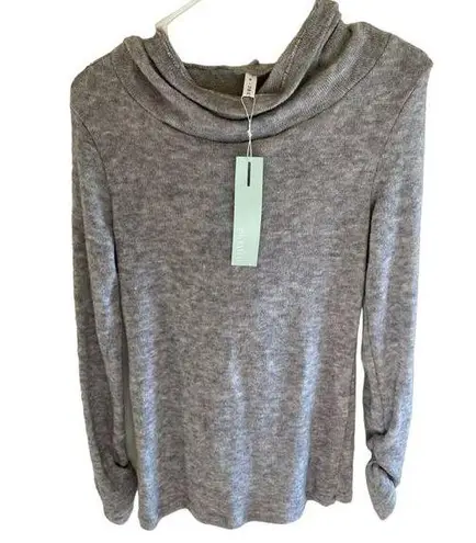 Dressfo NWT Cowl Neck Hooded Gray Tight Knit Lightweight Stretchy Sweater Size M Size M