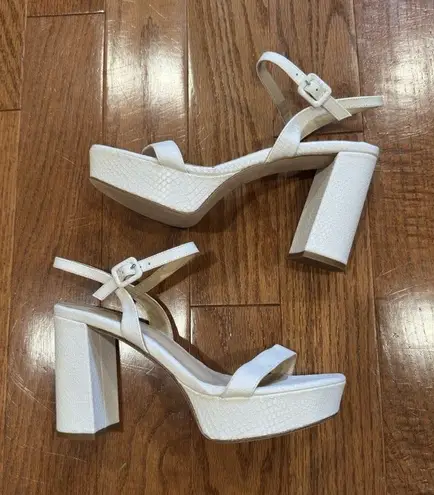 L'Agence L’agence Womens White Ankle Strap Platform Heels Platform Sandal EU 40 US 9 New