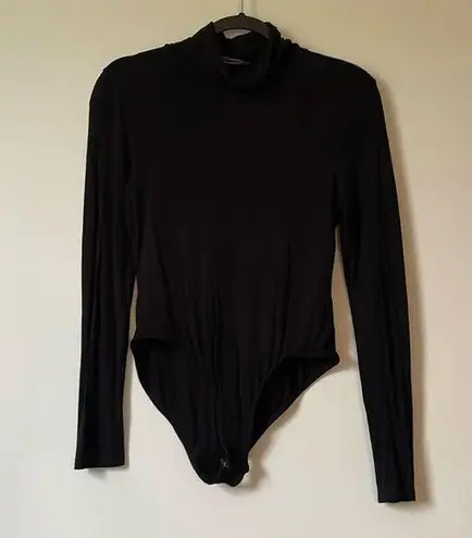 Missguided  Black Classic Long Sleeve Turtleneck Minimalist Bodysuit size Small