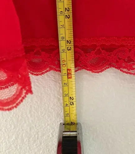 Vintage 70s Nylon Lingerie Skirt Slip Red Size M