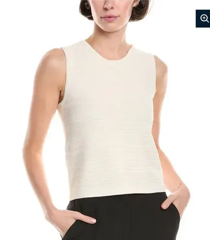 Jason Wu  Cream Textured Crew Neck Tank Top Shell Ribbed Trim Stretchy Size M thumbnail 1