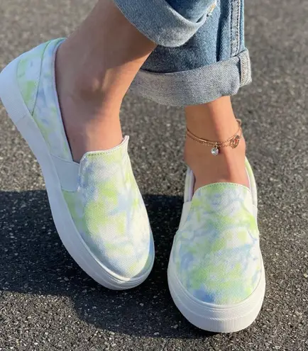 Lime Tye Dye Slip On Sneaker Multiple Size 6