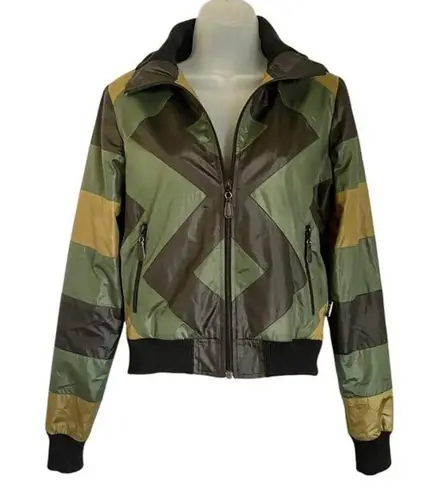 Zig-Zag Striped Green Black Track Jacket - LAMB Fall 2006 Womens Coat