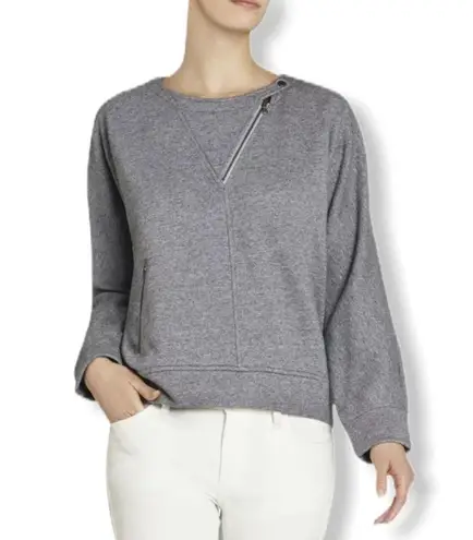 BCBGMAXAZRIA  Tallulah Zipper Mesh Grey Sweatshirt