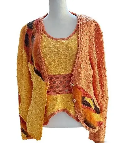 Hand knit 2 piece sweater set, knit with superior quality yarn by Bouton D’or