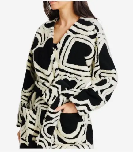 Farm Rio 's Wild Hearts wool blend coat with self tie belt NEW