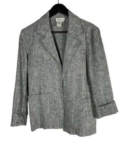 Coldwater Creek Women's 8P Gray Linen Cotton Blazer Jacket 3/4 Sleeve Career
