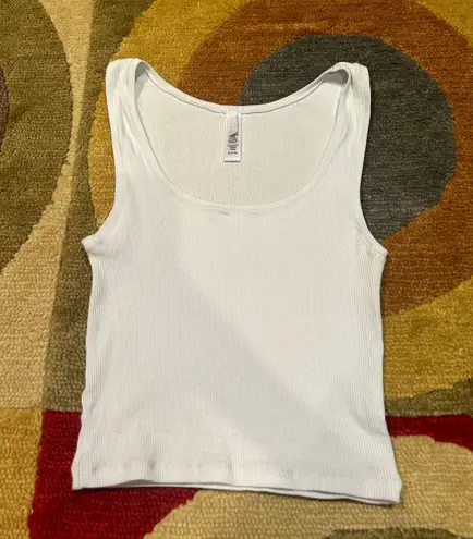 SKIMS Cotton Rib Tank Top Crop Top White Stretchy Material Size Small