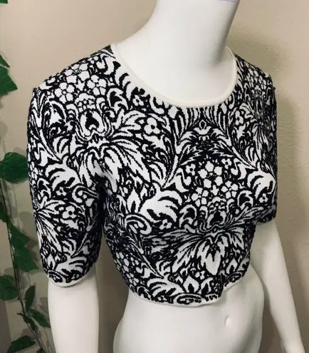 BCBG Maxazria Floral Sweater Crop Top