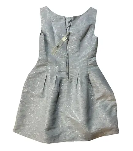 YA Los Angeles LA Dress Fit & Flare Small Metallic Silver Holiday BROKEN ZIP
