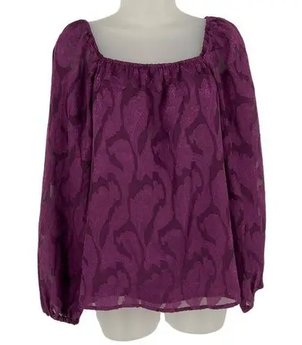 Mason & Belle Womens Floral Long Sleeve Blouse - Size S Purple top lined career