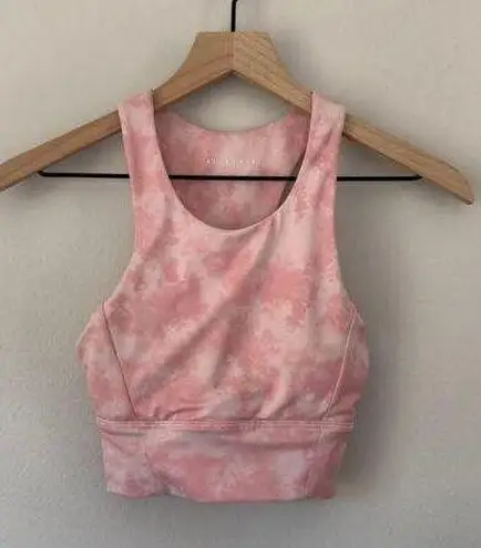 Anthropologie  Allfenix Sports Bra Pink White Cloud Print Cutout Racerback Padded