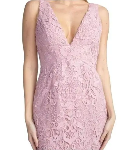 Minuet Lace V-Neck Sleeveless Mini Dress Mauve Pink Size Large