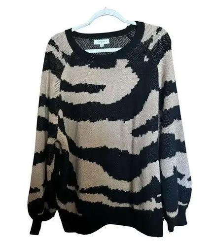 Umgee  Sweater Womens XL Multicolor Artsy Print Crewneck Pullover Sweatshirt