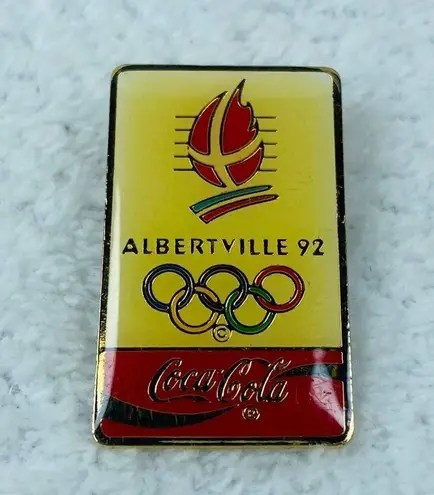 Coca-Cola Albertville France 1992 Winter Olympics Tie Tack Lapel Pin Vintage