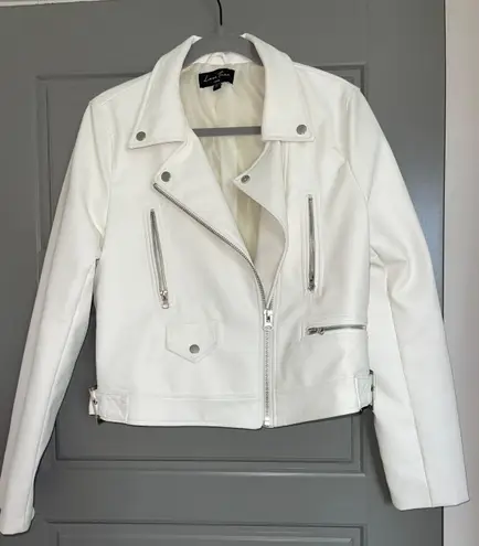 Love Tree White Leather Jacket