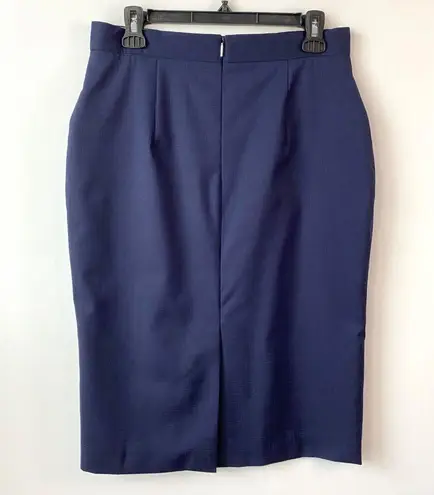 Hugo Boss BOSS by Wool Pencil Skirt Womens Size 8 Navy Blue Corpcore Work