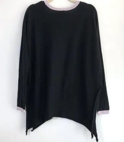 Cloth by Design New Convertible Side Slit Sweater Contrast Trim Black Purple