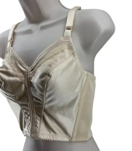Vintage Fit n Slim Custom Maid Longline Bra 34B Ivory Pinup Rockbilly Tan Size undefined