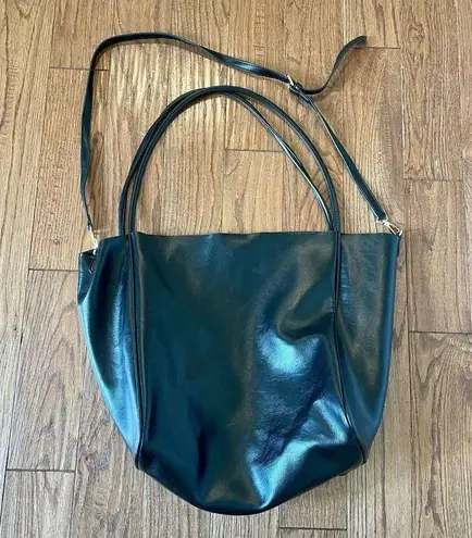 Black oversized tote bag with shoulder strap 15x14